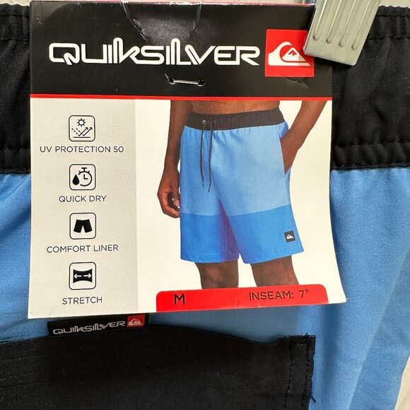 Quiksilver Volley Swim Shorts Men's Size M Blue UV Protection Quick Dry Stretch - Picture 10 of 12